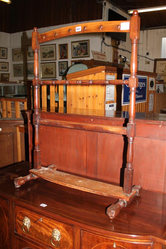 Victorian mahogany three bar towel rail